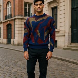 Vintage Burlington Sweater Co Sweater Men’s Medium Geometric Pattern Cosby USA